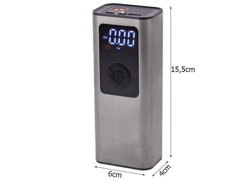 POMPKA AKUMULATOROWA DO ROWERU SAMOCHODU KOMPRESOR ELEKTRYCZNY 10 BAR LCD